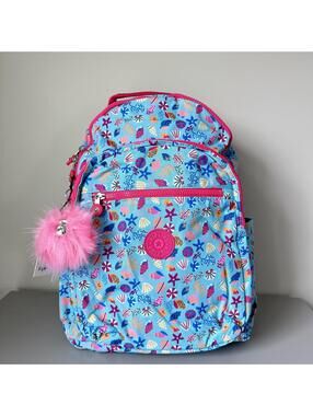 Kipling Seoul Up 17" Laptop Extra Large Backpack in Shell Print NWT